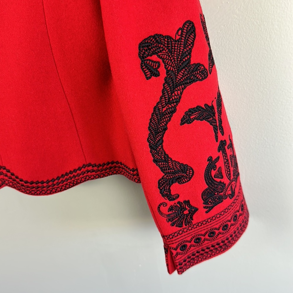 Peter Nygard Red Blazer with Black Embroidery - Picture 9 of 16